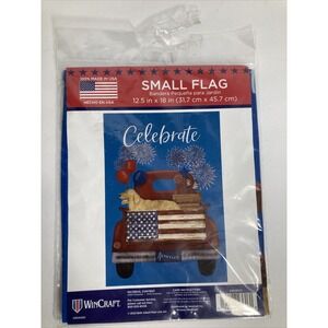 Patriotic Truck with Dog Flag Small 12.5x18 inch Celebrate ‎ America NEW